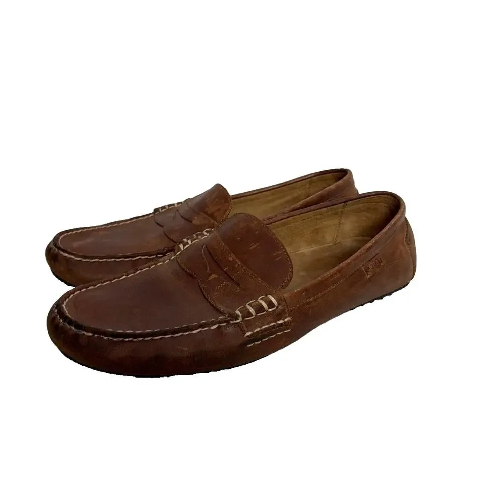 Polo Ralph Lauren Wes Penny Loafers Mens 14 D Brown Leather Driving Moccasin